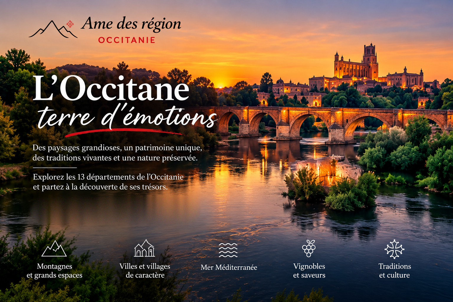L'Âme des Régions : L'Occitane, terre d'émotions. Paysages, patrimoine, traditions et découverte des 13 départements d'Occitanie.
