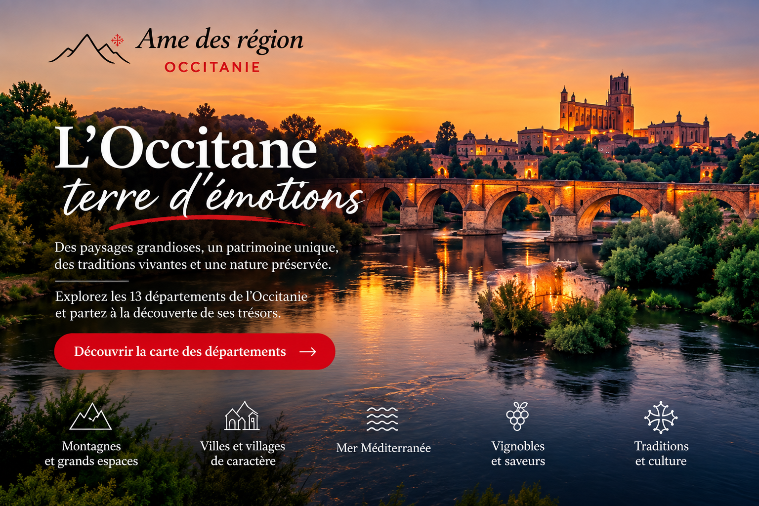 L'Âme des Régions : L'Occitane, terre d'émotions. Paysages, patrimoine, traditions et découverte des 13 départements d'Occitanie.
